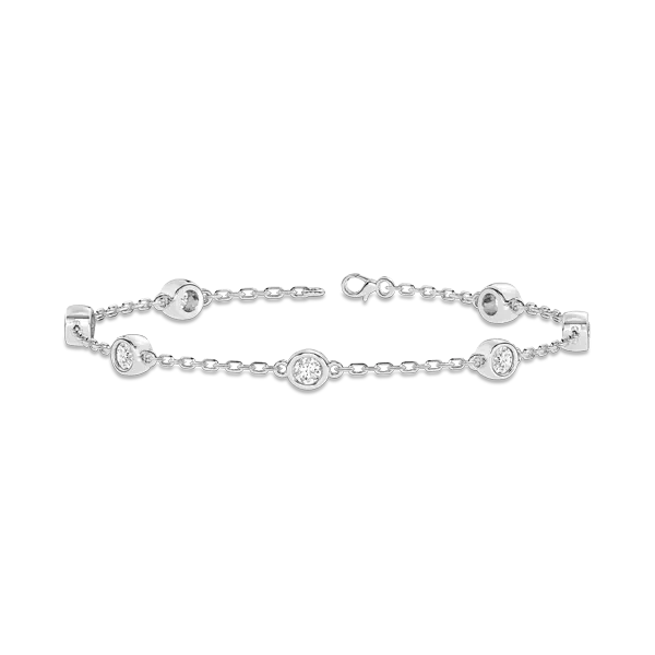 Bezel Lab Diamond Station Silver Bracelet (0.50 ct. tw.)