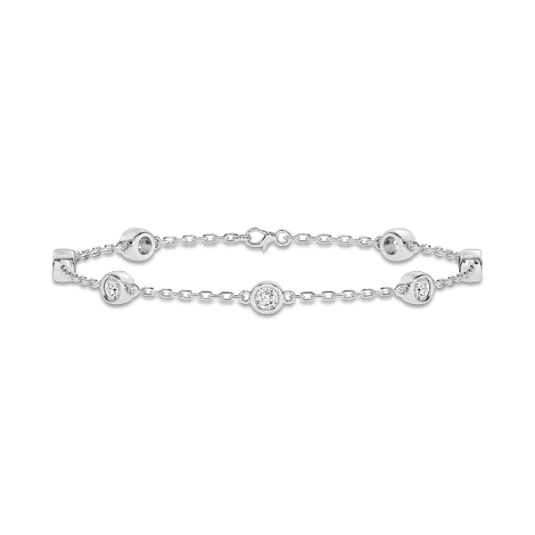 Bezel Lab Diamond Station Silver Bracelet (1.00 ct. tw.)