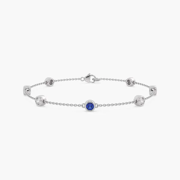 Bezel Lab Diamond & Lab Sapphire Station Bracelet (1.00 ct. tw.)