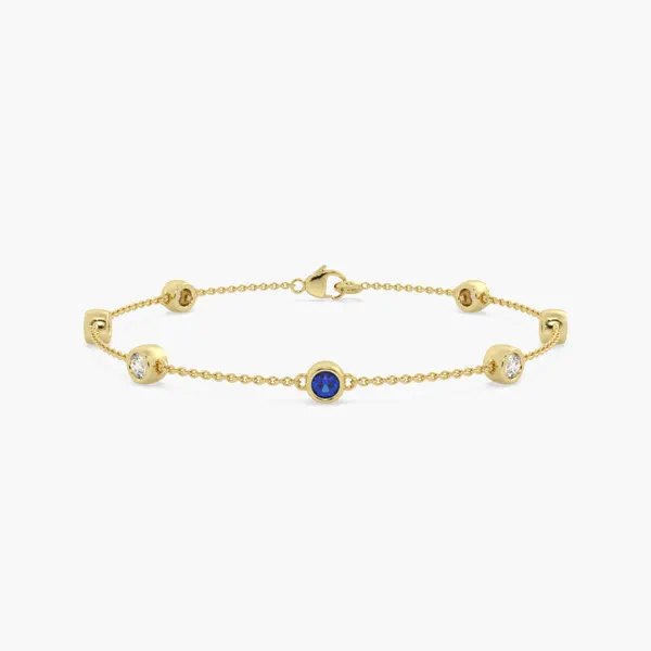Bezel Lab Diamond & Lab Sapphire Station Bracelet (1.00 ct. tw.)