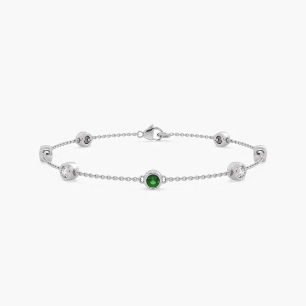 Bezel Lab Diamond & Lab Emerald Station Bracelet (1.00 ct. tw.)