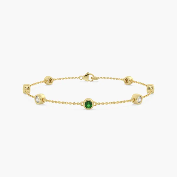 Bezel Lab Diamond & Lab Emerald Station Bracelet (1.00 ct. tw.)