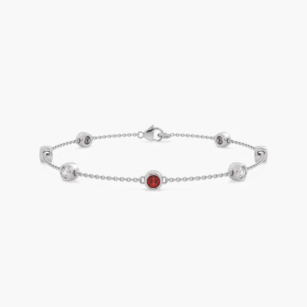 Bezel Lab Diamond & Lab Ruby Station Bracelet (1.00 ct. tw.)