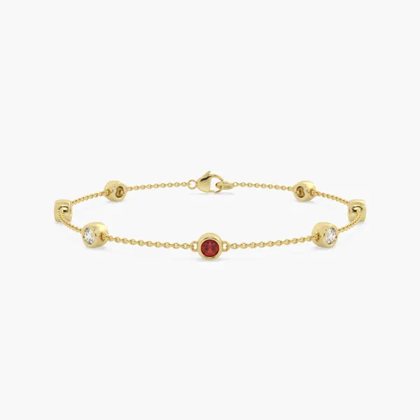 Bezel Lab Diamond & Lab Ruby Station Bracelet (1.00 ct. tw.)