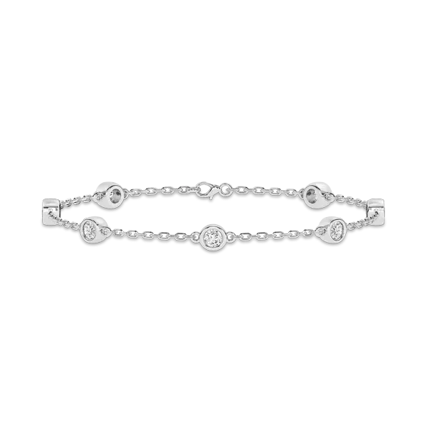 Bezel Lab Diamond Station Silver Bracelet (1.50 ct. tw.)