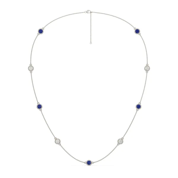 Bezel Lab Diamond & Lab Sapphire Station Necklace (2.00 ct. tw.)