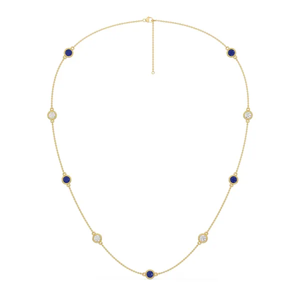 Bezel Lab Diamond & Lab Sapphire Station Necklace (2.00 ct. tw.)