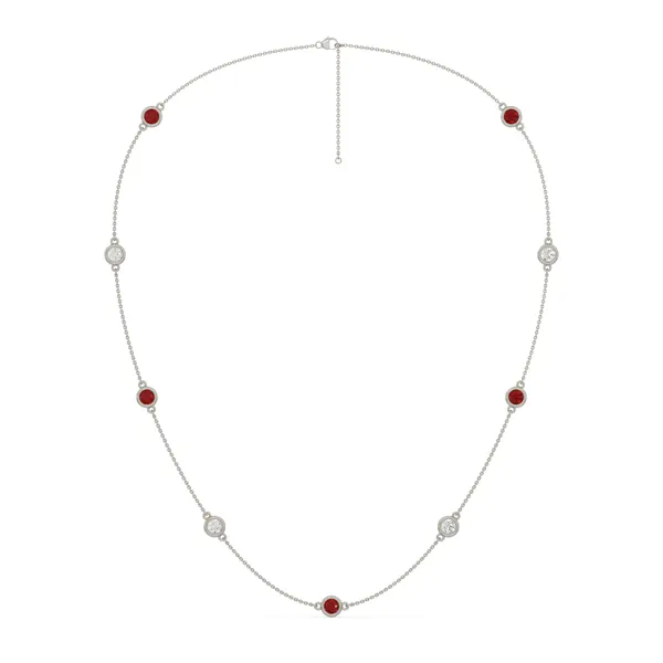 Bezel Lab Diamond & Lab Ruby Station Necklace (2.00 ct. tw.)