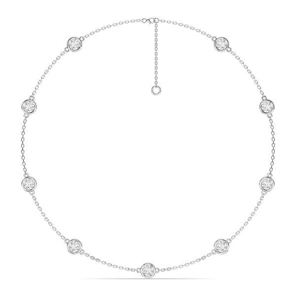 Bezel Lab Diamond Station Silver Necklace (5.00 ct. tw.)