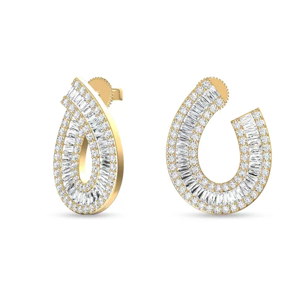 Baguette Swirl Lab Diamond Earrings