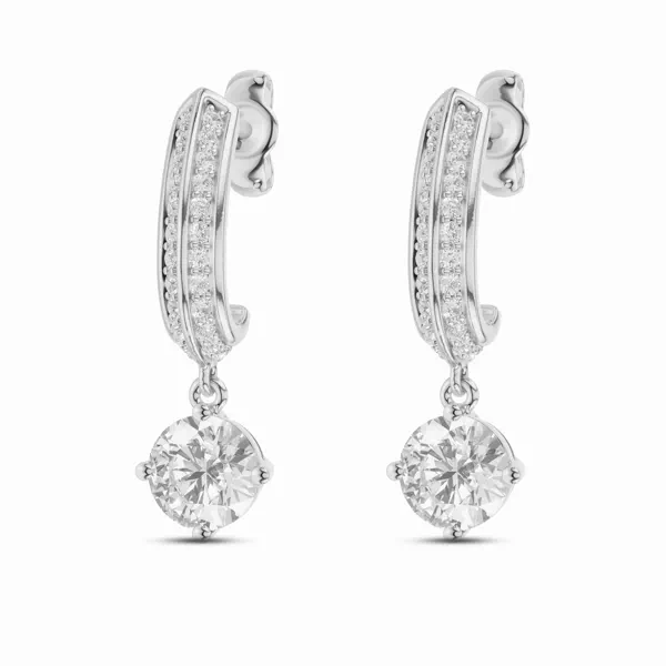 Knife-Edge Pavé Round Drop Lab Diamond Hoops