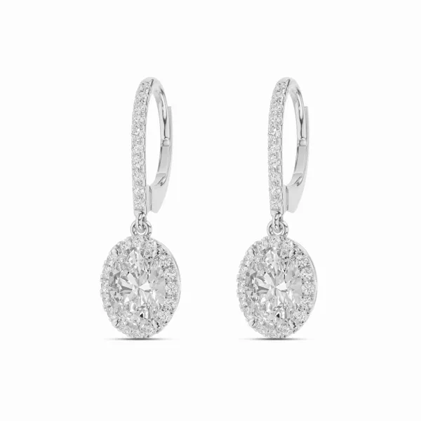 Oval Halo Drop Lab Diamond Hoop Earrings (1.75 ct. tw.)