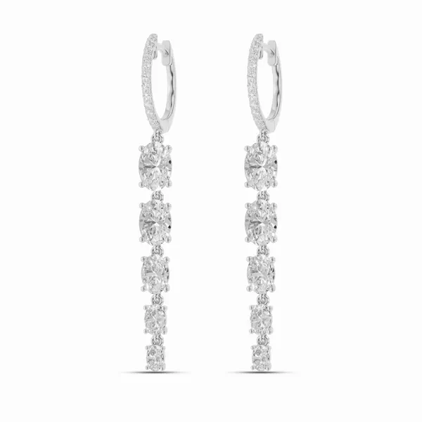 Oval Line Drop Lab Diamond Hoop Earrings (2.75 ct. tw.)