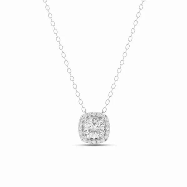 Cushion Halo Lab Diamond Necklace (.75 ct.)