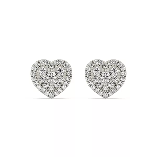 Heart Cluster Lab Diamond Silver Earrings