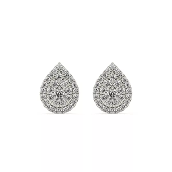 Pear Cluster Lab Diamond Silver Earrings