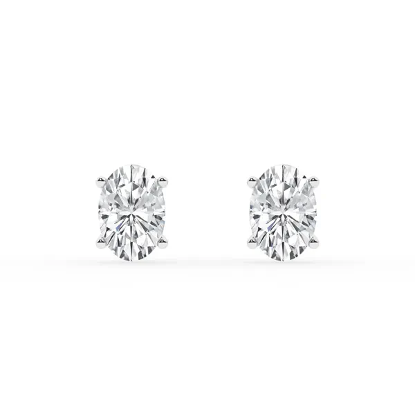 Oval Lab Diamond Silver Stud Earrings (1 ct. tw.)