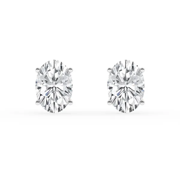 Oval Lab Diamond Silver Stud Earrings (2 ct. tw.)