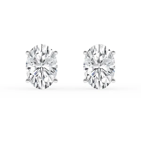 Oval Lab Diamond Silver Stud Earrings (3 ct. tw.)