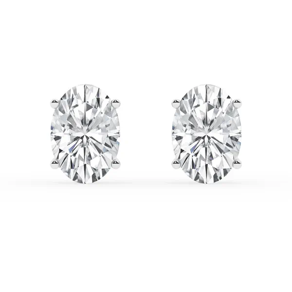 Oval Lab Diamond Silver Stud Earrings (4 ct. tw.)