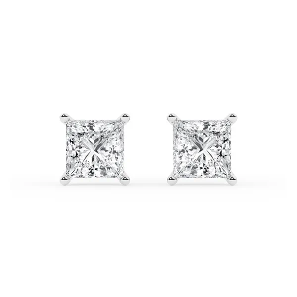 Princess Lab Diamond Silver Stud Earrings (2 ct. tw.)