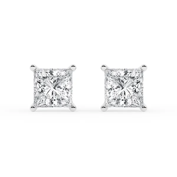 Princess Lab Diamond Silver Stud Earrings (3 ct. tw.)