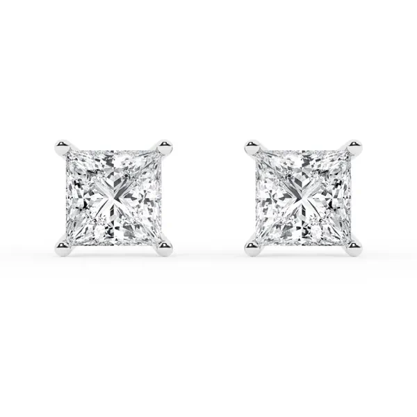 Setting Princess Lab Diamond Silver Stud earrings (4 ct. tw.)