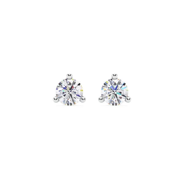 Three-Prong Martini Lab Diamond Silver Studs (1 ct. tw.)