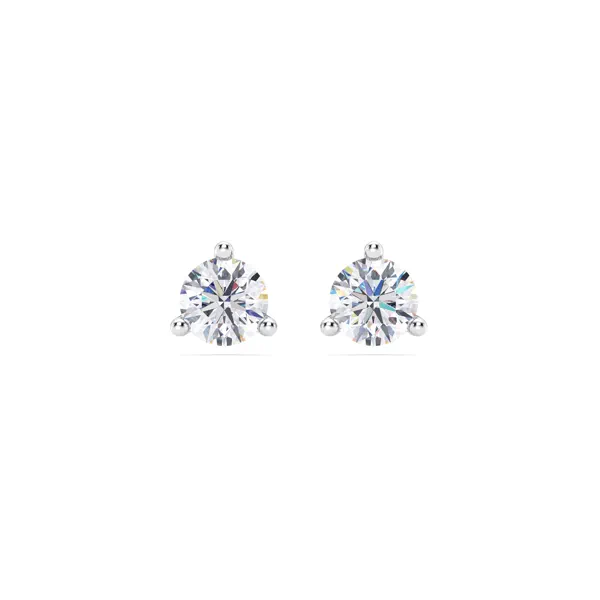 Three-Prong Martini Lab Diamond Silver Studs (1 ct. tw.)