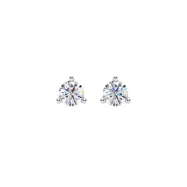 Three-Prong Martini Lab Diamond Silver Studs (3/4 ct. tw.)