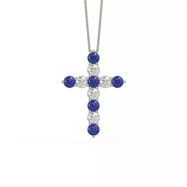 Cross Lab Sapphire & Lab Diamond Silver Necklace (1.00 ct. tw.)