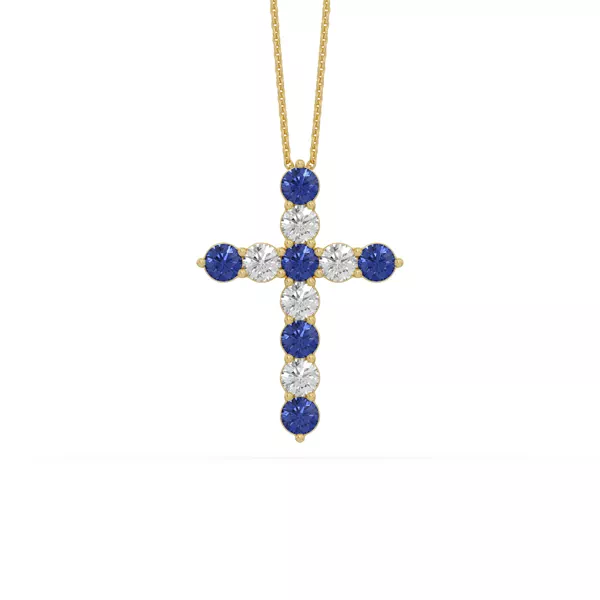 Cross Lab Sapphire & Lab Diamond Vermeil Necklace (1.00 ct. tw.)