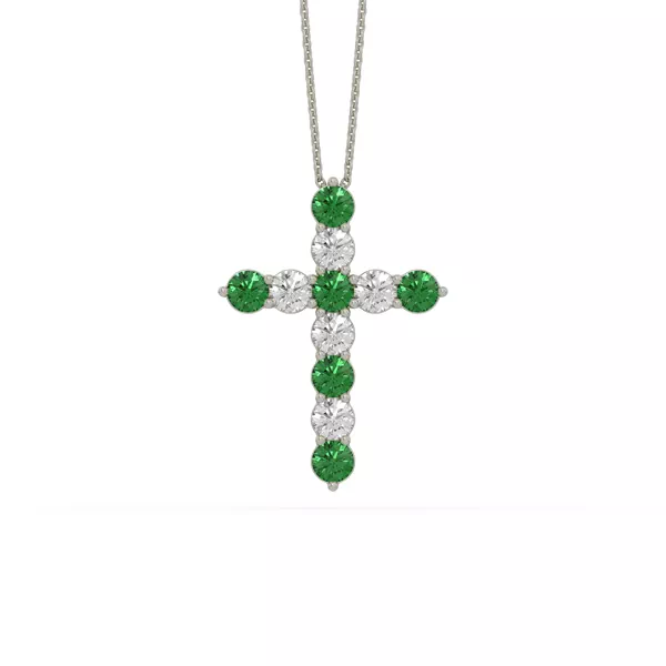 Cross Lab Emerald & Lab Diamond Silver Necklace (1.00 ct. tw.)