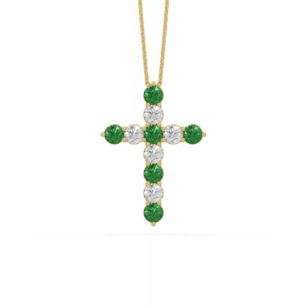 Cross Lab Emerald & Lab Diamond Vermeil Necklace (1.00 ct. tw.)