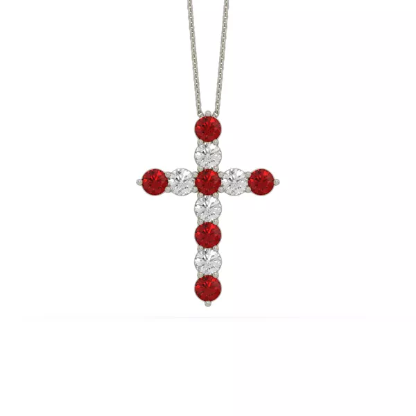 Cross Lab Ruby & Lab Diamond Silver Necklace (1.00 ct. tw.)
