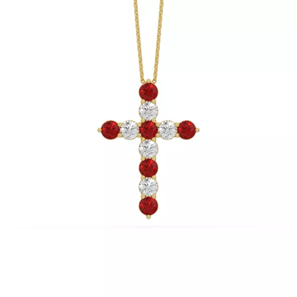 Cross Lab Ruby & Lab Diamond Vermeil Necklace (1.00 ct. tw.)