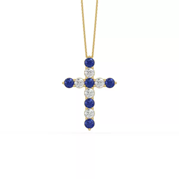 Cross Lab Sapphire & Lab Diamond Vermeil Necklace (1.50 ct. tw.)