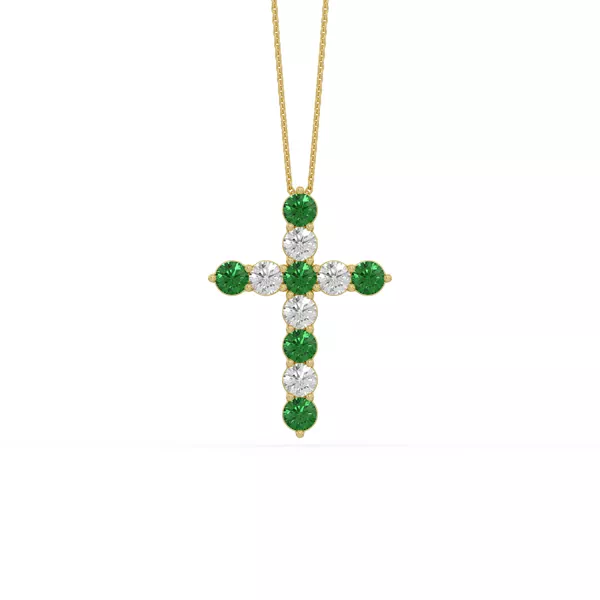 Cross Lab Emerald & Lab Diamond Vermeil Necklace (1.50 ct. tw.)