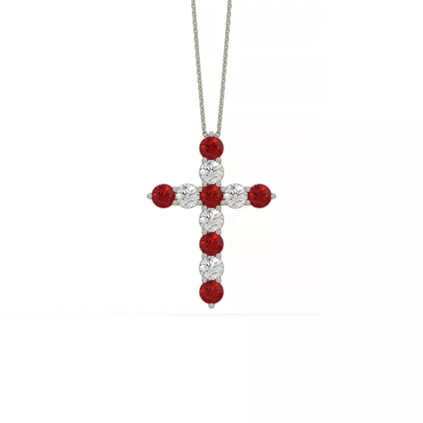 Cross Lab Ruby & Lab Diamond Silver Necklace (1.50 ct. tw.)