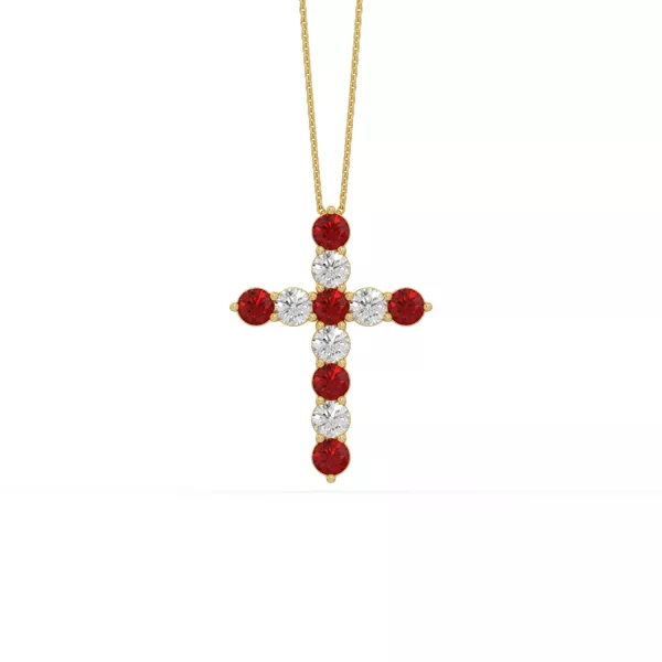 Cross Lab Ruby & Lab Diamond Vermeil Necklace (1.50 ct. tw.)