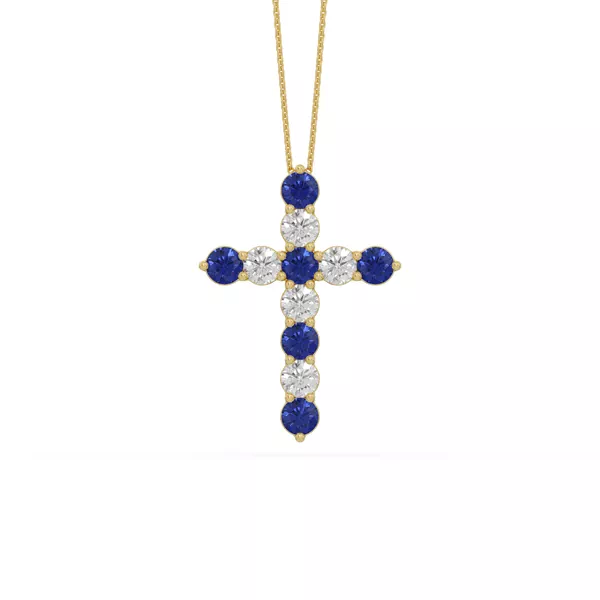 Cross Lab Sapphire & Lab Diamond Vermeil Necklace (2.00 ct. tw.)