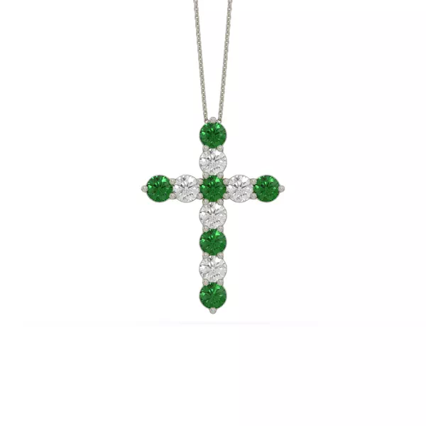 Cross Lab Emerald & Lab Diamond Silver Necklace (2.00 ct. tw.)