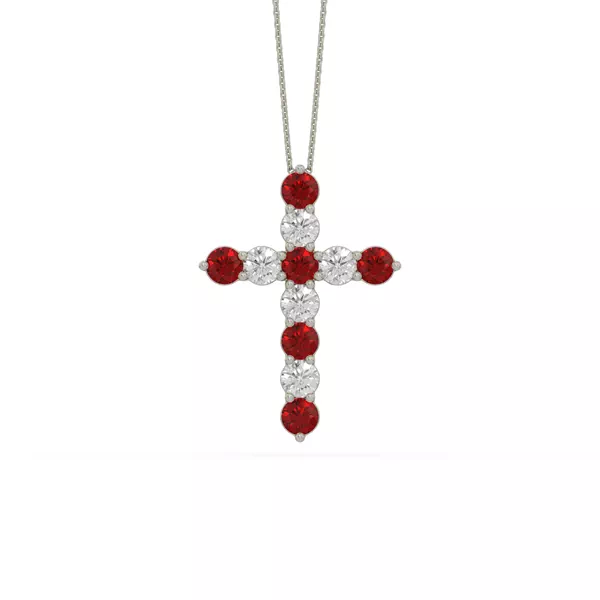 Cross Lab Ruby & Lab Diamond Silver Necklace (2.00 ct. tw.)