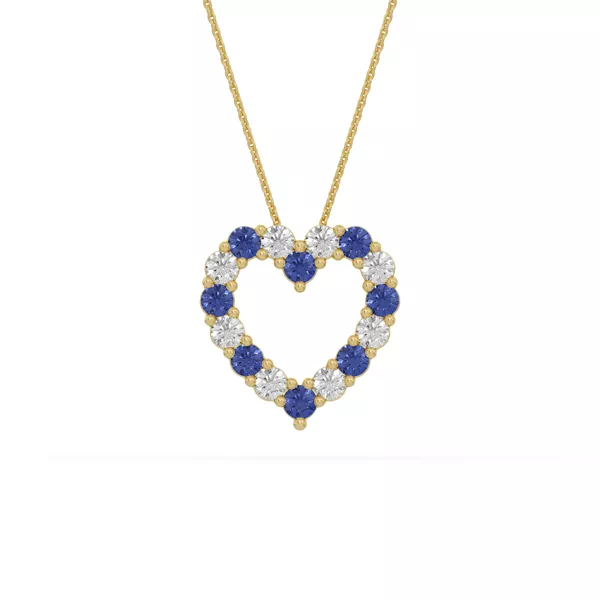 Heart Lab Sapphire & Lab Diamond Vermeil Necklace (1.00 ct. tw.)