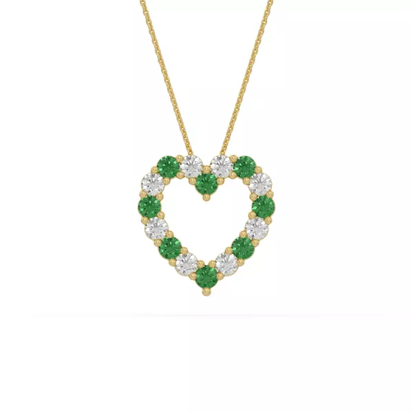 Heart Lab Emerald & Lab Diamond Vermeil Necklace (1.00 ct. tw.)