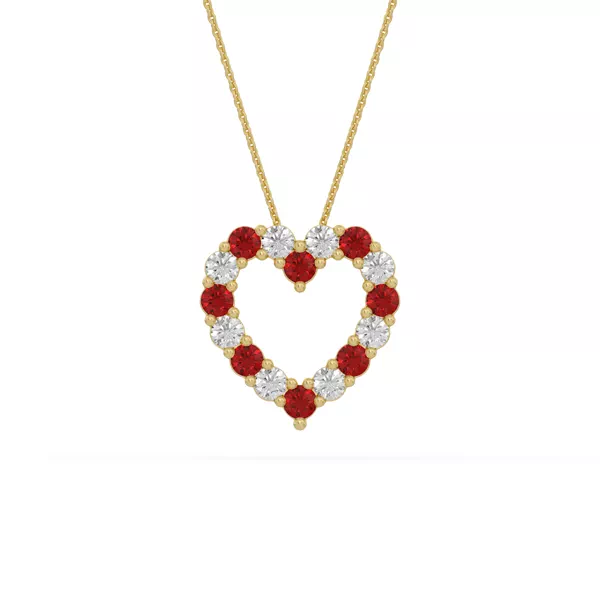 Heart Lab Ruby & Lab Diamond Vermeil Necklace (1.00 ct. tw.)