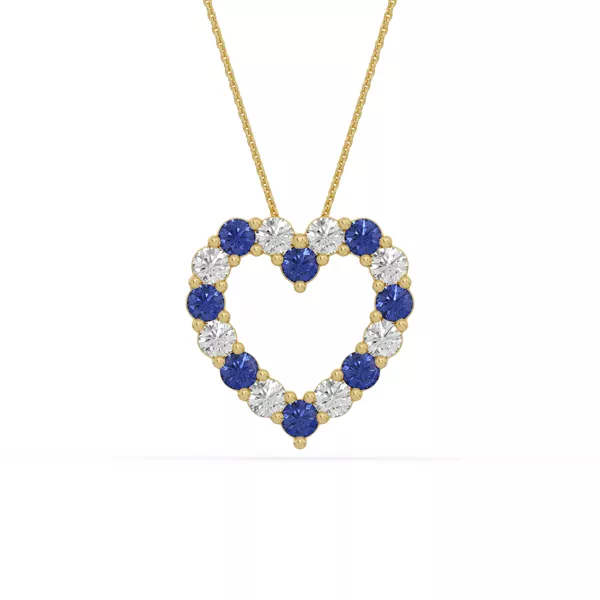 Heart Lab Sapphire & Lab Diamond Vermeil Necklace (1.50 ct. tw.)