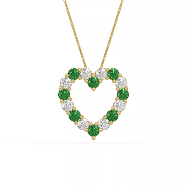 Heart Lab Emerald & Lab Diamond Vermeil Necklace (1.50 ct. tw.)