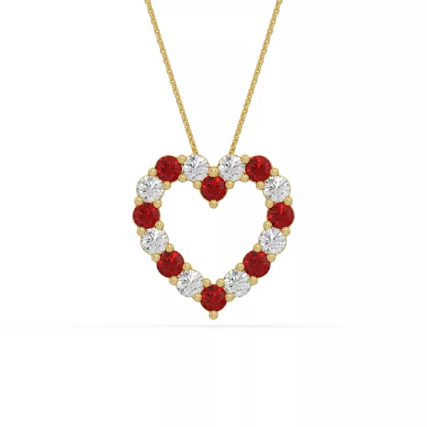 Heart Lab Ruby & Lab Diamond Vermeil Necklace (1.50 ct. tw.)