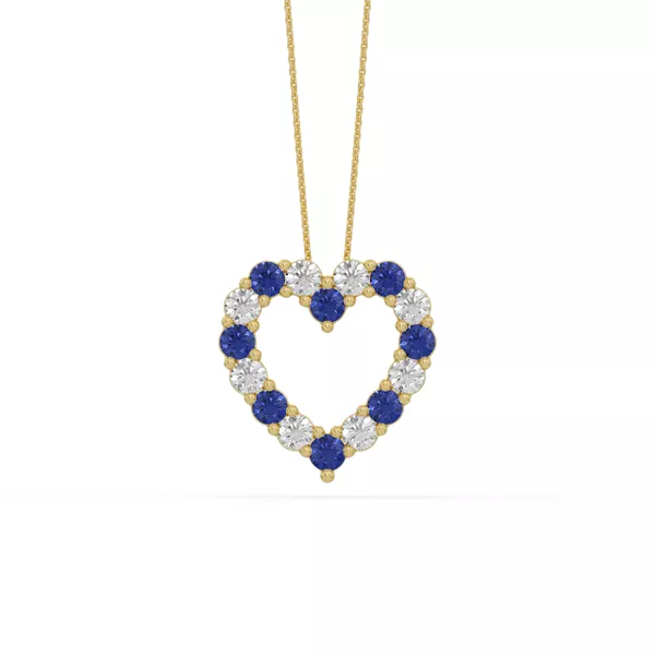Heart Lab Sapphire & Lab Diamond Vermeil Necklace (2.00 ct. tw.)
